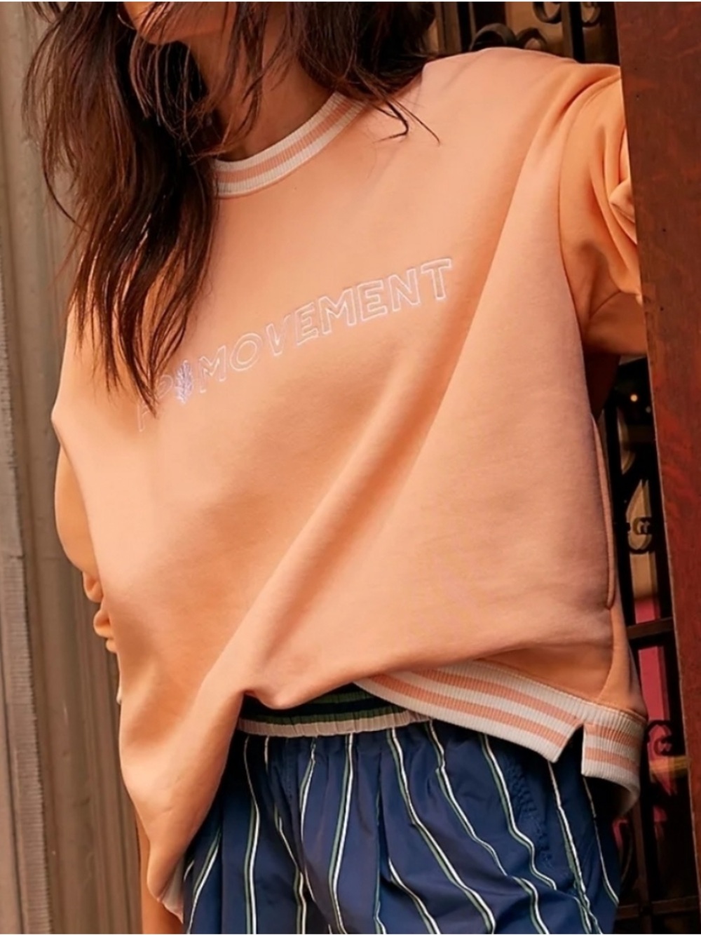 NWT Free People FP Movement Peach Collegiate Pullover